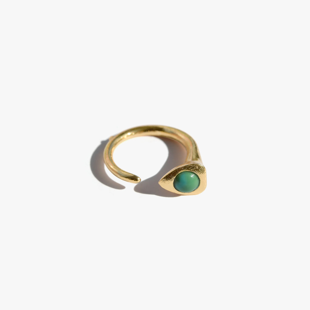 SERPENTER Bague Anneau | Bague serpent dorée & turquoise volume S