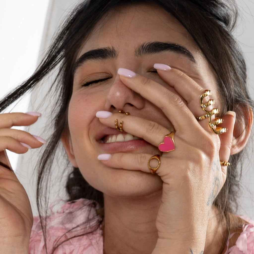 AFFRONTER Bague Phalange | Bague dorée volume M