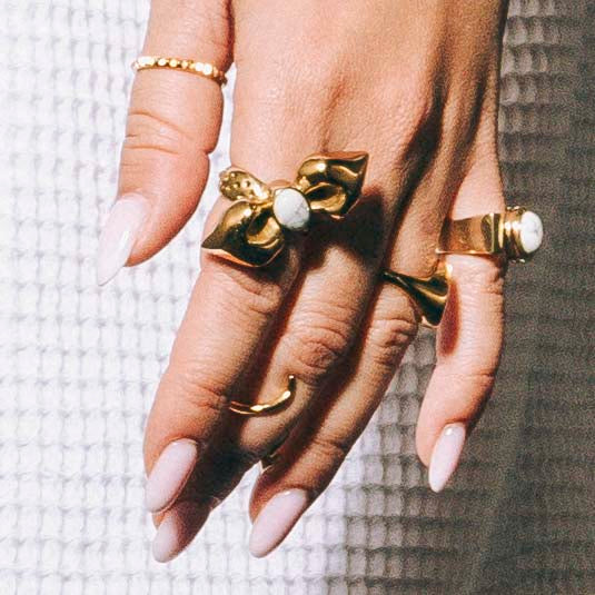 Bague Chevalière Howlite Bague Laiton Doré N°2 ERITA