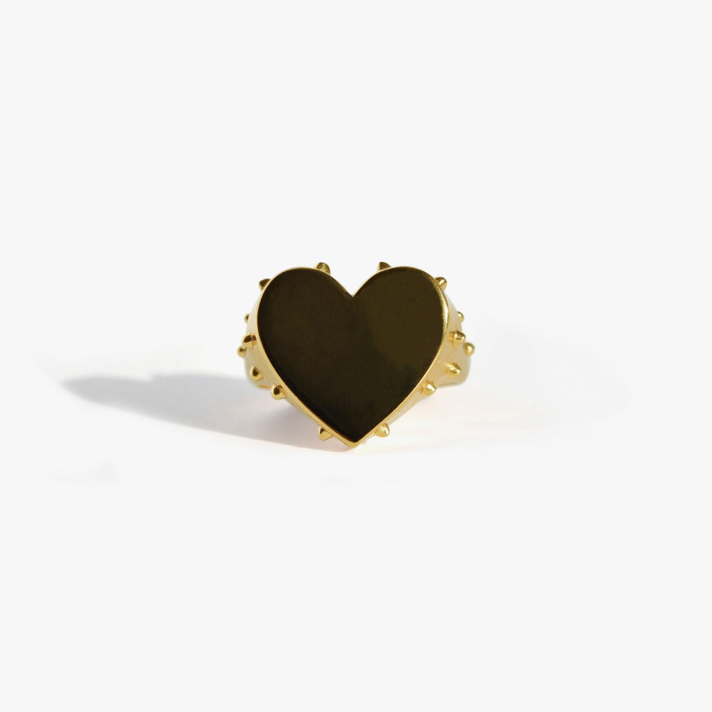 PASSIONATE Signet Ring | Gold heart ring volume L