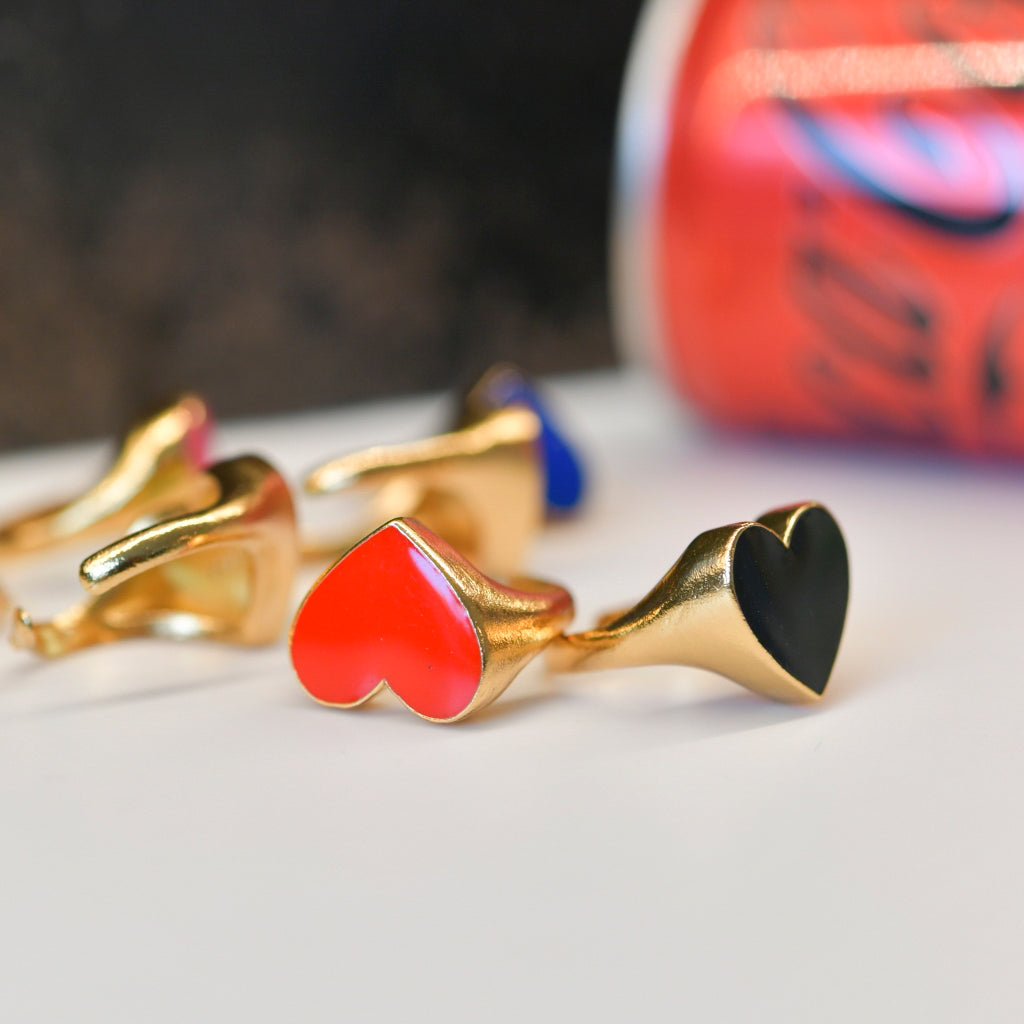 COEUR Le Classique Bague Chevaliere Bague coeur doree email rouge ERITA