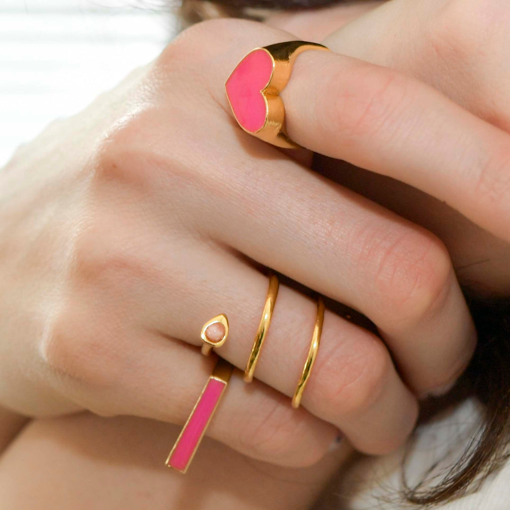 SERPENTER Lace Ring | Golden ring &amp; Rhodocrosite volume L