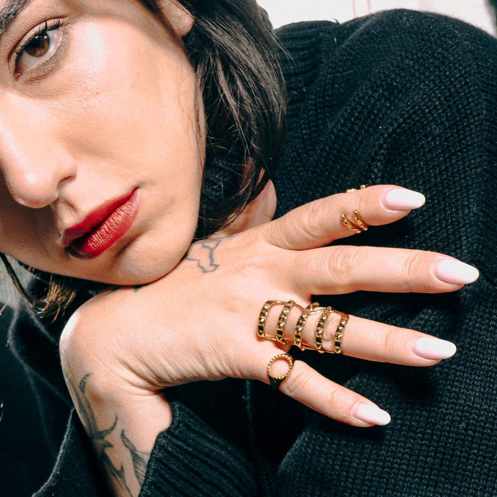 FACE Armor Ring | XL volume gold ring