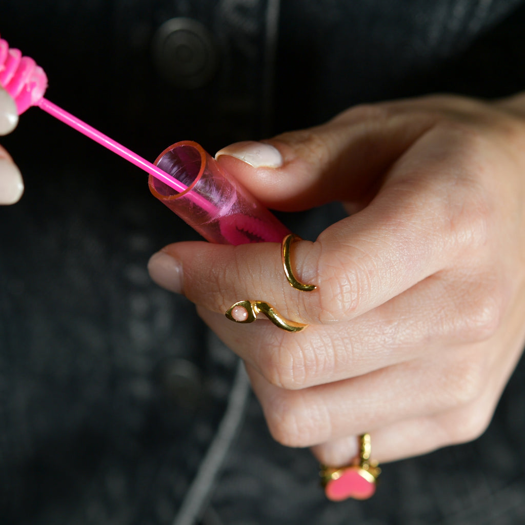 SERPENTER Bague Phalange | Bague serpent dorée & rhodocrosite volume XS