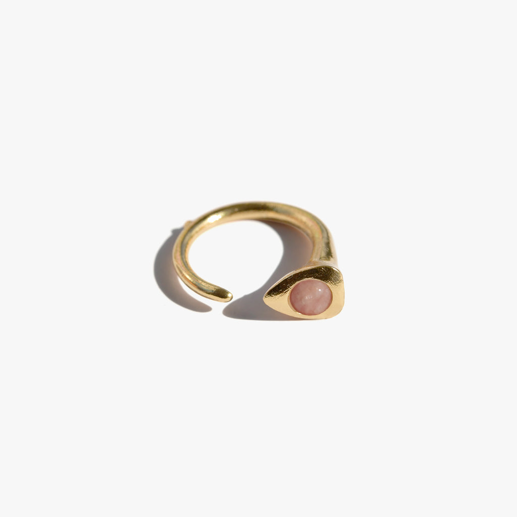 SERPENTER Bague Anneau | Bague serpent dorée & rhodocrosite volume S