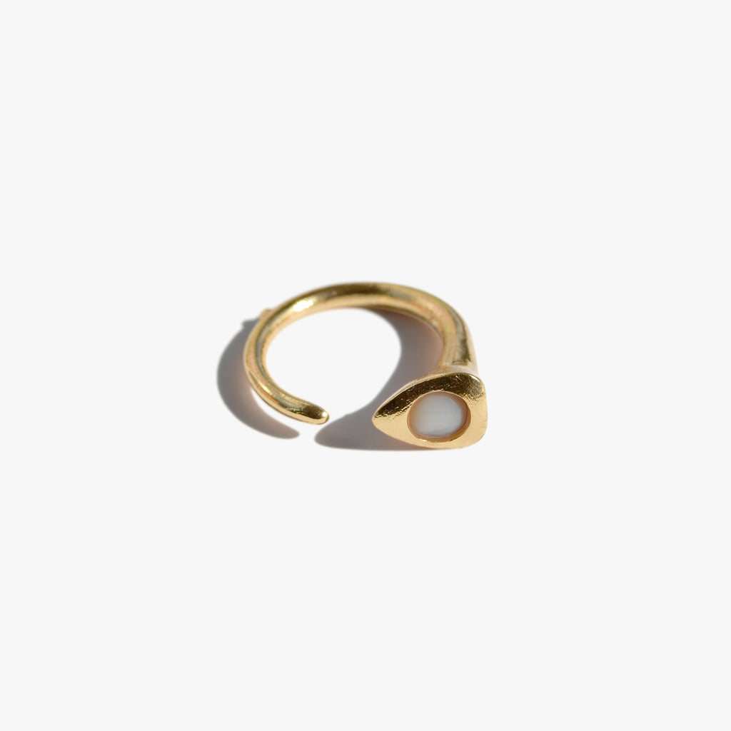 SERPENTER Bague Anneau | Bague serpent dorée & nacre volume S