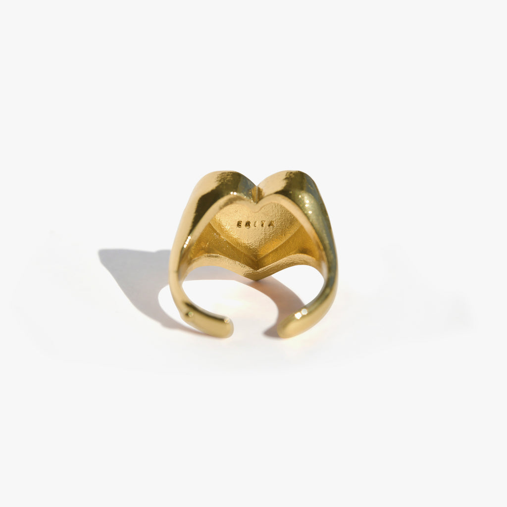 COEUR Le Classique Bague Chevalière | Bague coeur dorée volume L