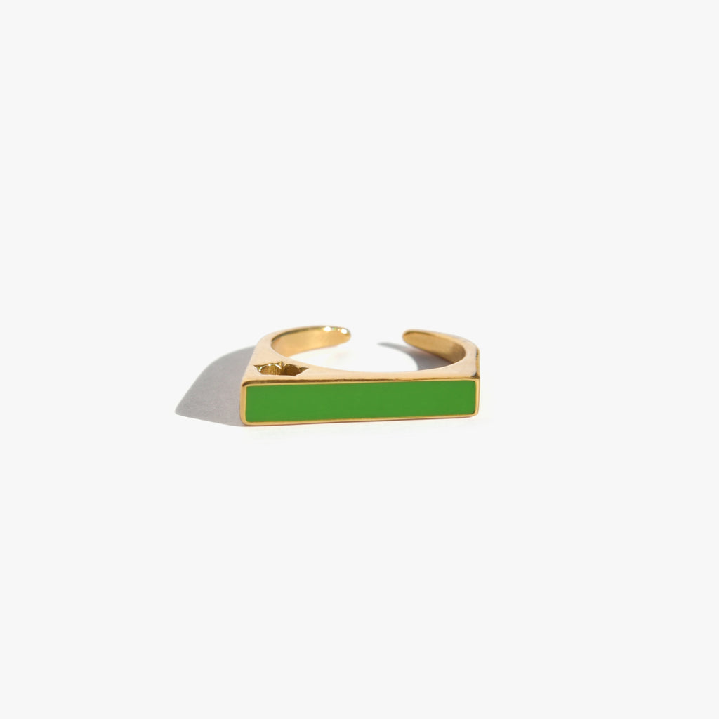 LA N°1 Bague CHEVALIERE | Bague dorée & vert volume S