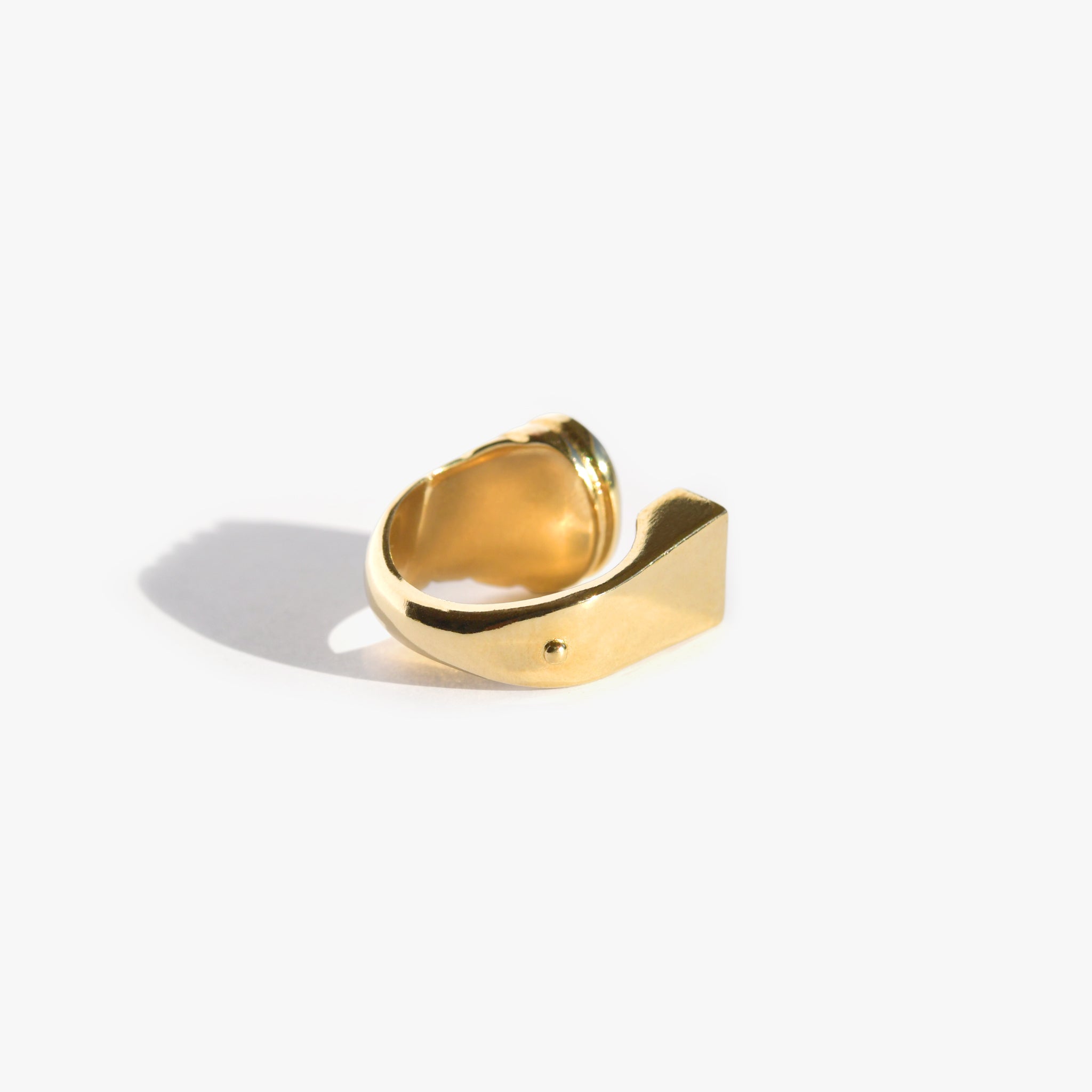 Bague Vintage Chevalière En Métal Doré - Style Feuille D'or - Occasion (déjà Portée)